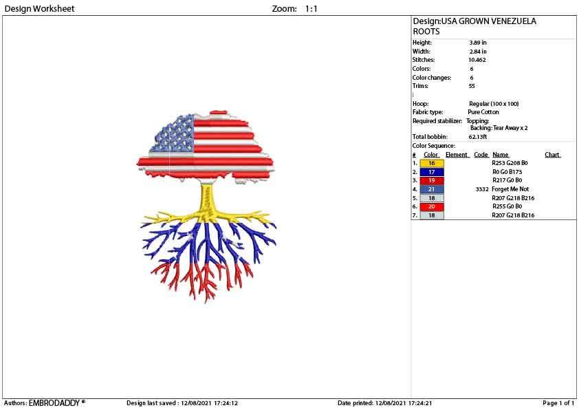 Machine Embroidery, American Grown venezuela Roots Family, gift idea PES, xxx, hus & more, Family reunion American Flag venezuelan Flag