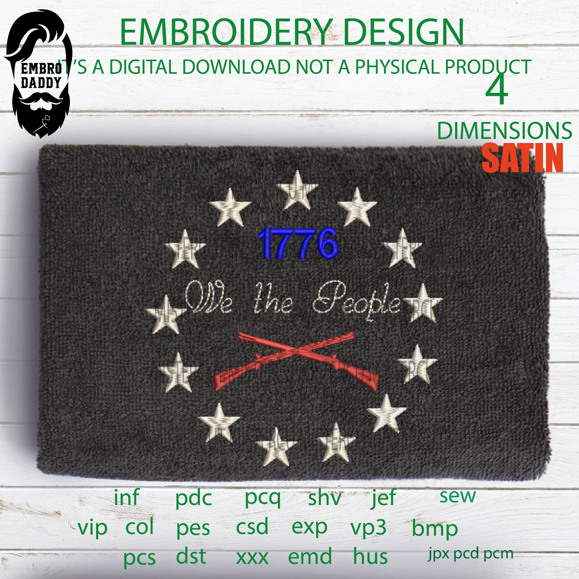 Machine Embroidery, we the people, american patriotic gift idea PES, xxx, hus & more, embroidery files, patriotic