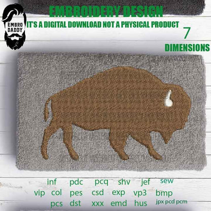 Machine Embroidery, buffalo bison embroidery files, hunter Gift Idea, nature Design landscape, PES, xxx, hus & morel pes