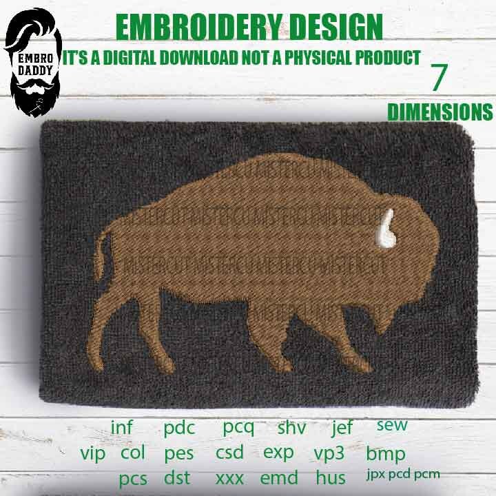 Machine Embroidery, buffalo bison embroidery files, hunter Gift Idea, nature Design landscape, PES, xxx, hus & morel pes