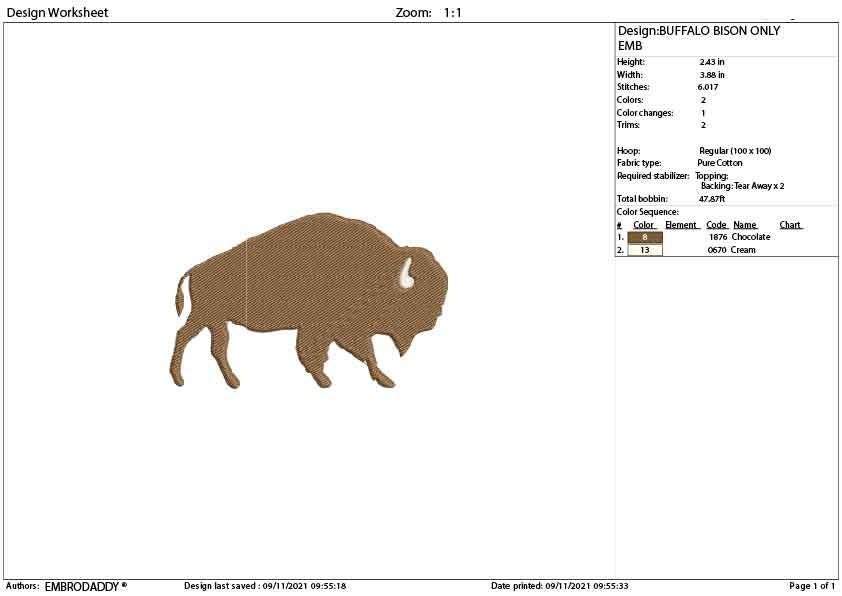 Machine Embroidery, buffalo bison embroidery files, hunter Gift Idea, nature Design landscape, PES, xxx, hus & morel pes