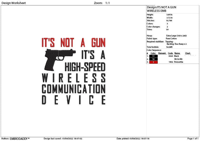 Machine Embroidery, its not a gun its a high-speed wireless communication device, American Flag gift idea PES, husband PES xxx hus & more