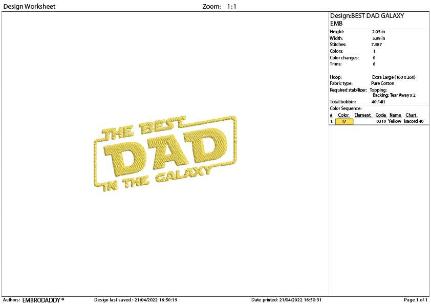 Machine Embroidery files,The best Dad in the galaxy gift idea PES, xxx hus & more, wifembroidery files, Dad pes