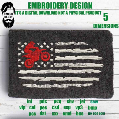 Machine Embroidery, USA flag dirty Bike gift idea PES, xxx, hus & more, embroidery files , husband pes