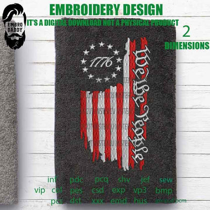 Machine Embroidery, USA flag big star, we the people american patriotic gift idea PES, xxx, hus & more, embroidery files, patriotic