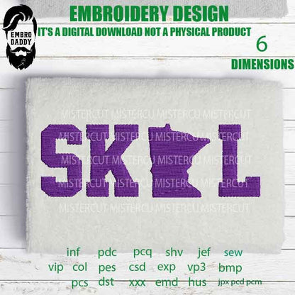 Machine Embroidery, skol minnesota, minnesota gift idea PES, xxx, hus & more, embroidery files, patriotic worker