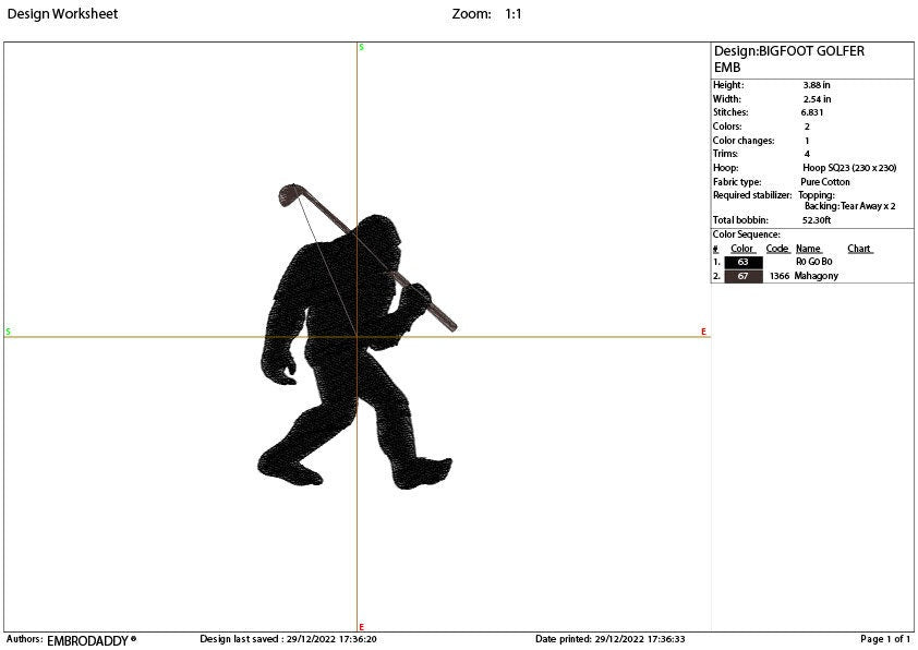 Machine Embroidery files, Bigfoot Golf pes, Big Foot, Yeti, Sasquatch, PES, xxx, hus & more