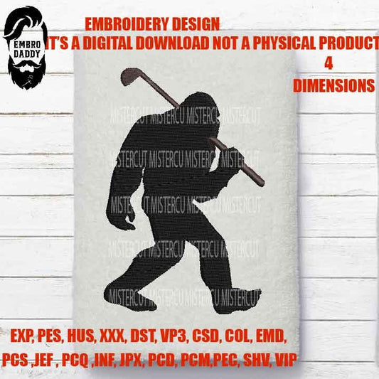 Machine Embroidery files, Bigfoot Golf pes, Big Foot, Yeti, Sasquatch, PES, xxx, hus & more