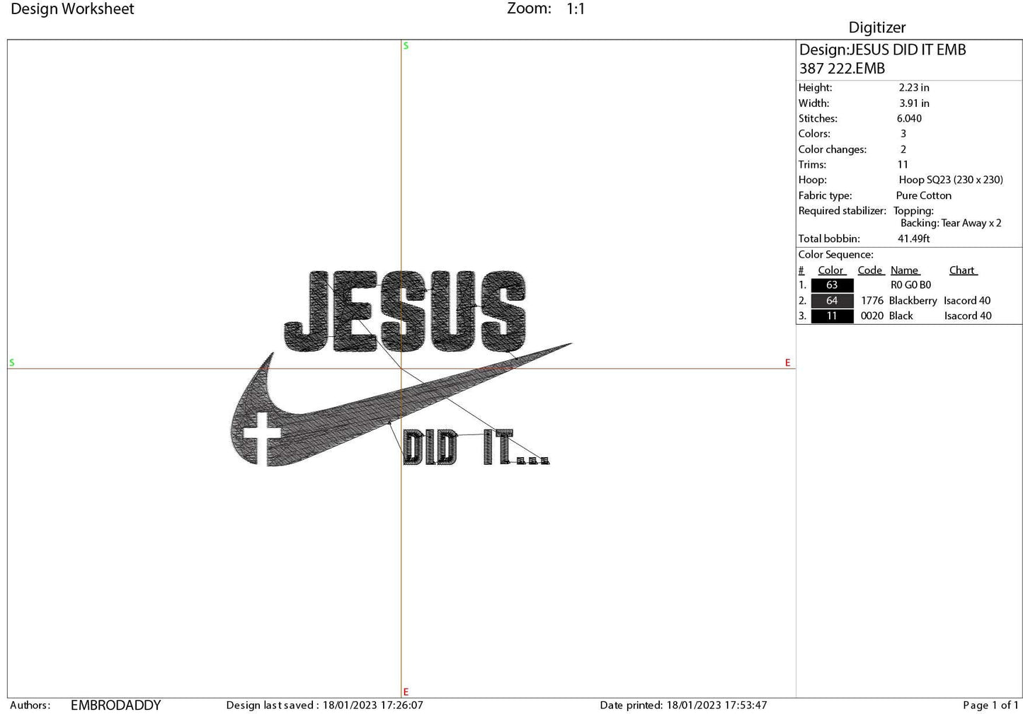 Machine Embroidery files, Jesus just did it, christian, PES, xxx, hus & more