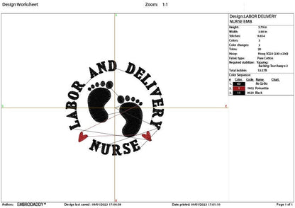 Machine Embroidery files, Labor And Delivery nurse embroidery files, PES, hus, dst, vp3 & more