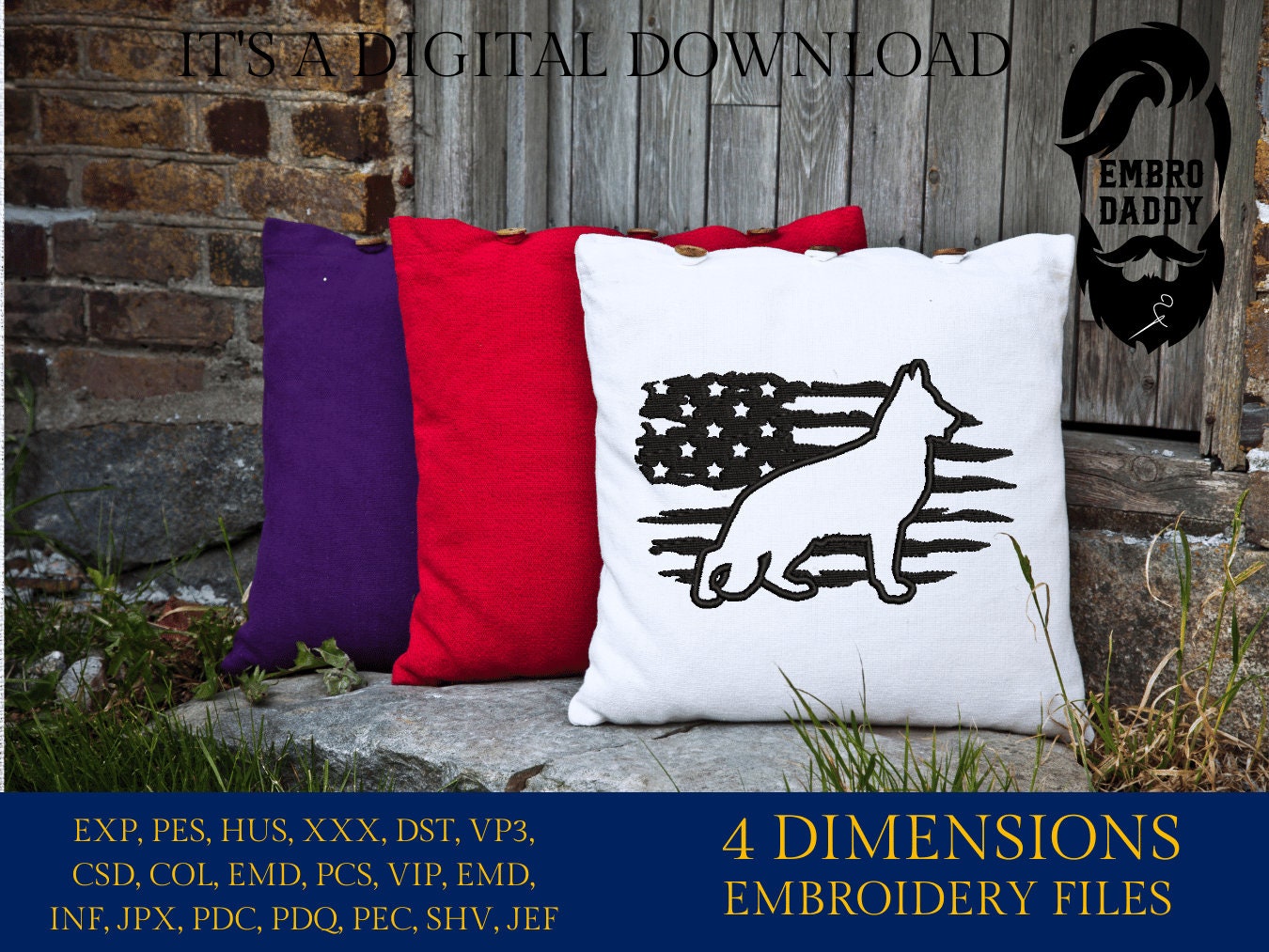 Machine Embroidery files, USA flag, German Sheperd PES, xxx, hus & more, embroidery files
