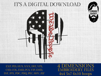 Machine Embroidery files, American Flag, skull, badass PES, xxx hus & more