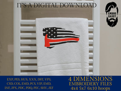 Machine Embroidery files, USA flag Firefighter, PES, xxx, hus & more, embroidery files