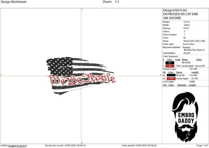 Machine Embroidery files, USA flag We the people, PES, xxx, hus & more, embroidery files