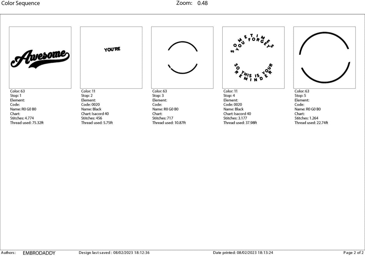 Machine Embroidery files, sometimes you forget you're awesome, PES, xxx, hus & more