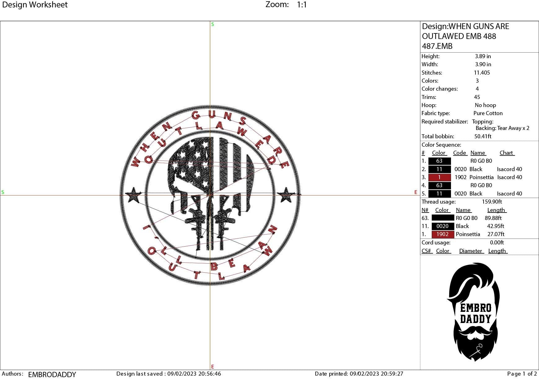 Machine Embroidery files, when guns are outlawed, American Flag, skull, PES, xxx hus & more