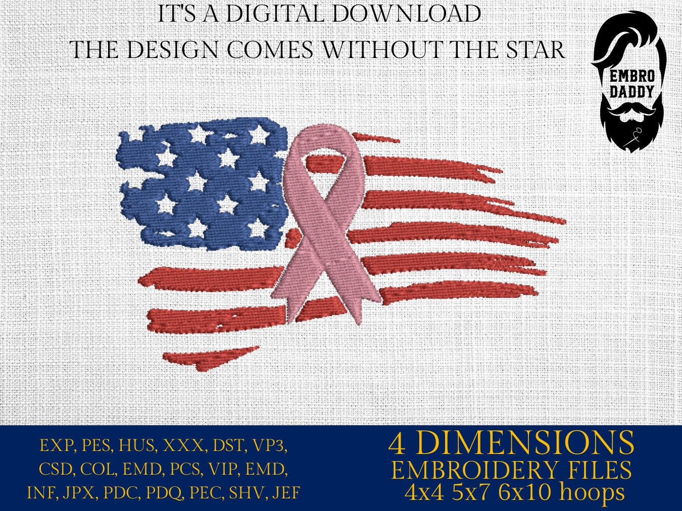 Machine Embroidery files, USA flag Breast Cancer Pink Ribbon, American Flag, PES, xxx, hus & more