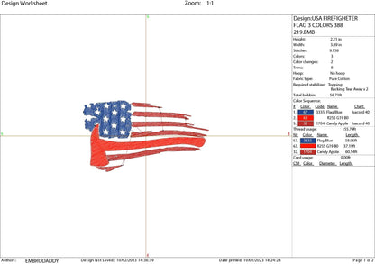 Machine Embroidery files, USA flag Firefighter, PES, xxx, hus & more, embroidery files