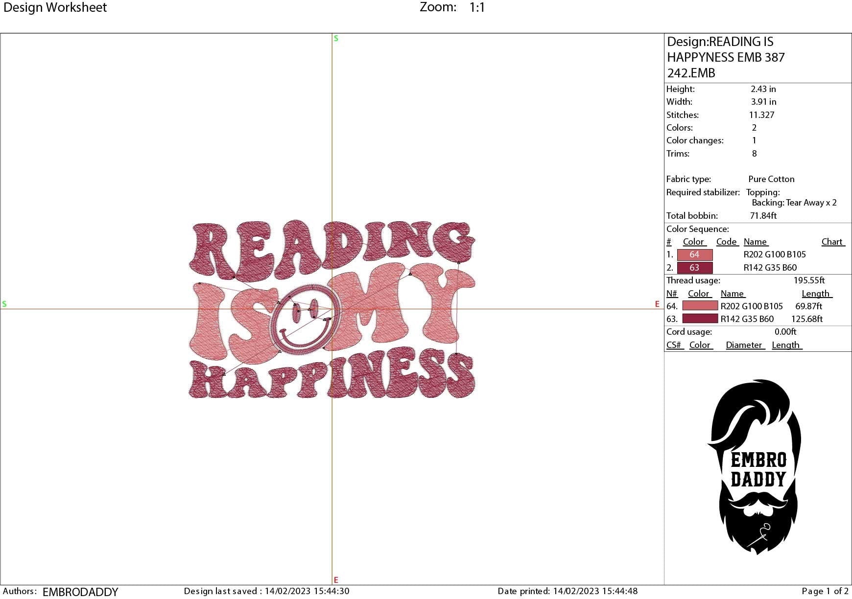 Machine Embroidery files, reading is my happiness PES, xxx hus & more