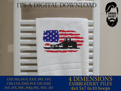 Machine Embroidery files, USA flag, Tractor plowing PES, xxx, hus & more