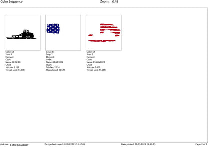 Machine Embroidery files, USA flag, Tractor plowing PES, xxx, hus & more