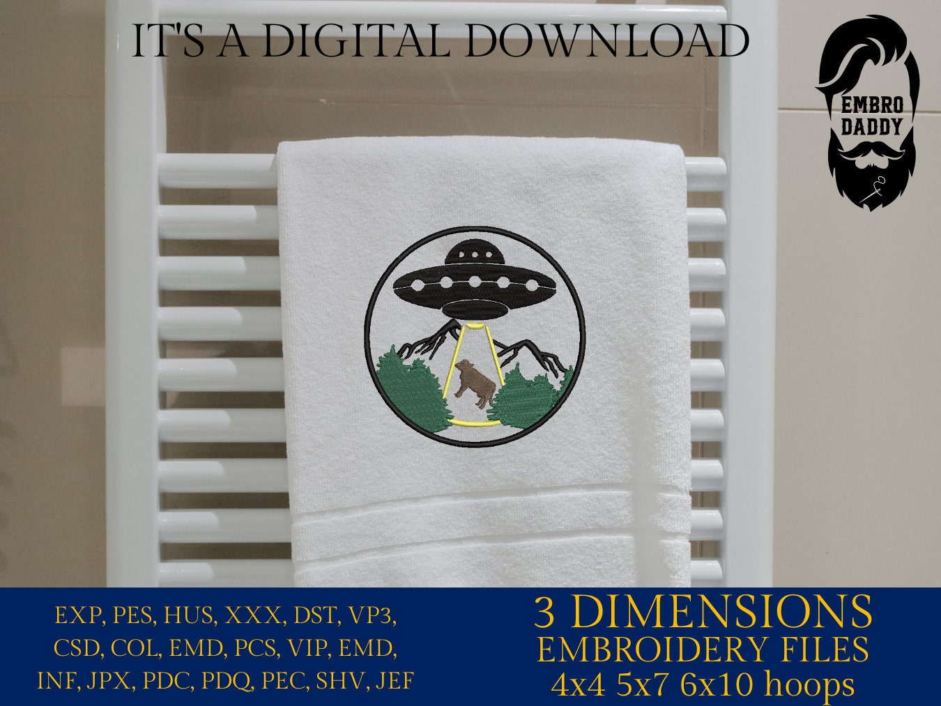 Machine Embroidery files, cow Alien abduction, PES, xxx, hus & more
