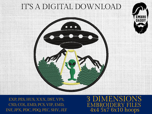 Machine Embroidery files, Alien, UFO, PES, xxx, hus & more