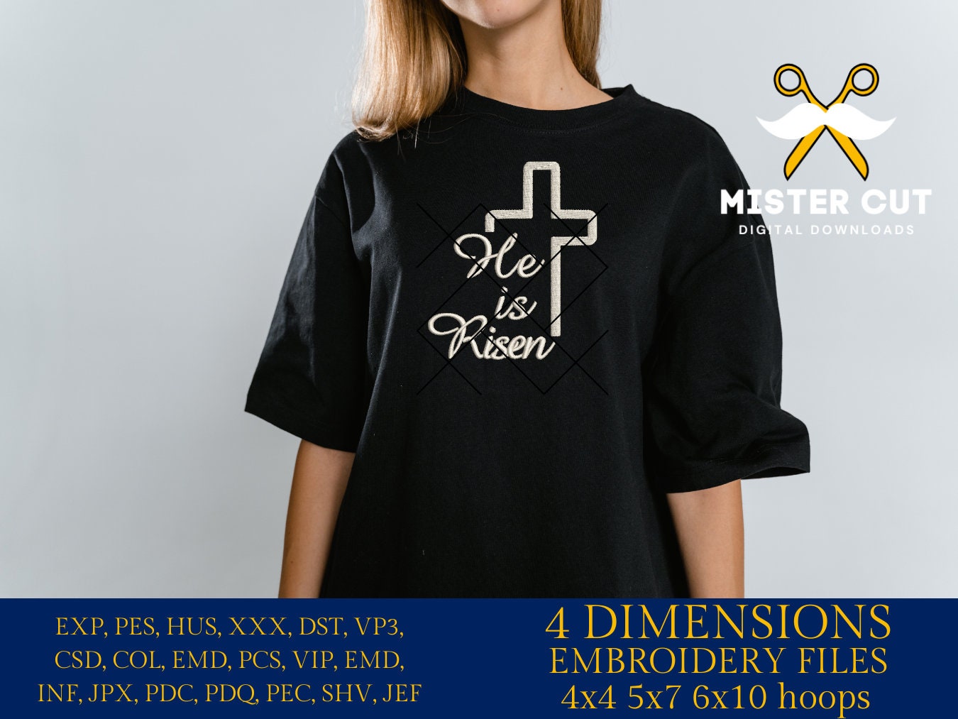 Machine Embroidery files, He is Risen, christian, easter, PES, xxx, hus & more