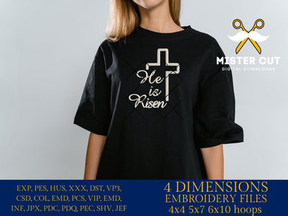 Machine Embroidery files, He is Risen, christian, easter, PES, xxx, hus & more