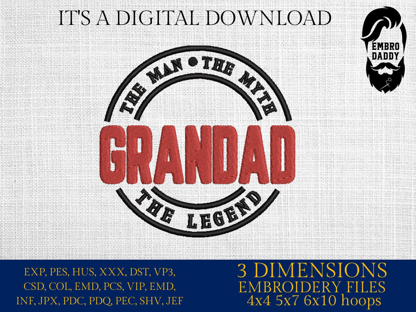 Machine Embroidery files, Grandad man myth legend PES, xxx hus & more