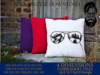 Machine Embroidery files, Sunglass off road vehicle embroidery files, Gift Idea, PES, xxx, hus & more