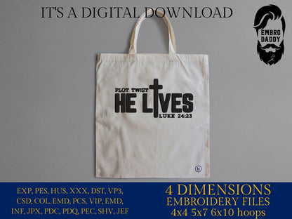 Machine Embroidery files, He is Risen, christian, easter, PES, xxx, hus & more