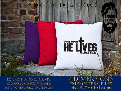 Machine Embroidery files, He is Risen, christian, easter, PES, xxx, hus & more