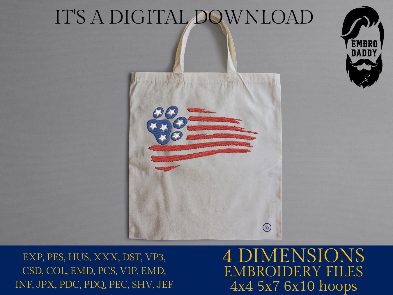 Machine Embroidery files, USA flag, paw print, PES, xxx, hus & more