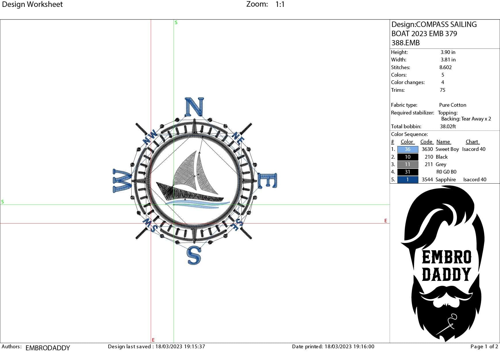 Machine Embroidery files, sailing boat, Compass, PES, xxx, hus & more