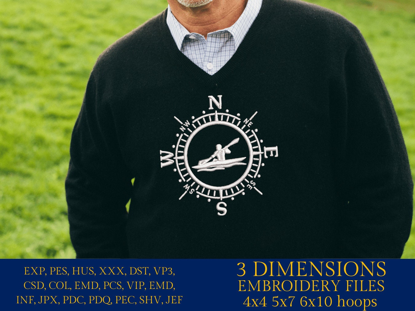 Machine Embroidery files, kayaker, Compass, PES, xxx, hus & more