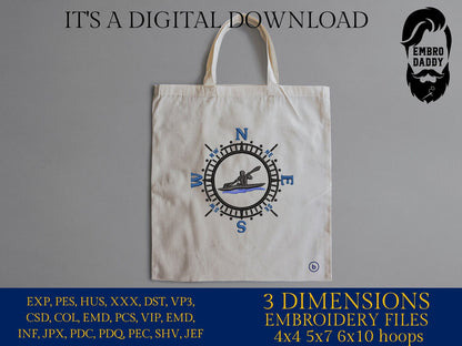 Machine Embroidery files, kayaker, Compass, PES, xxx, hus & more