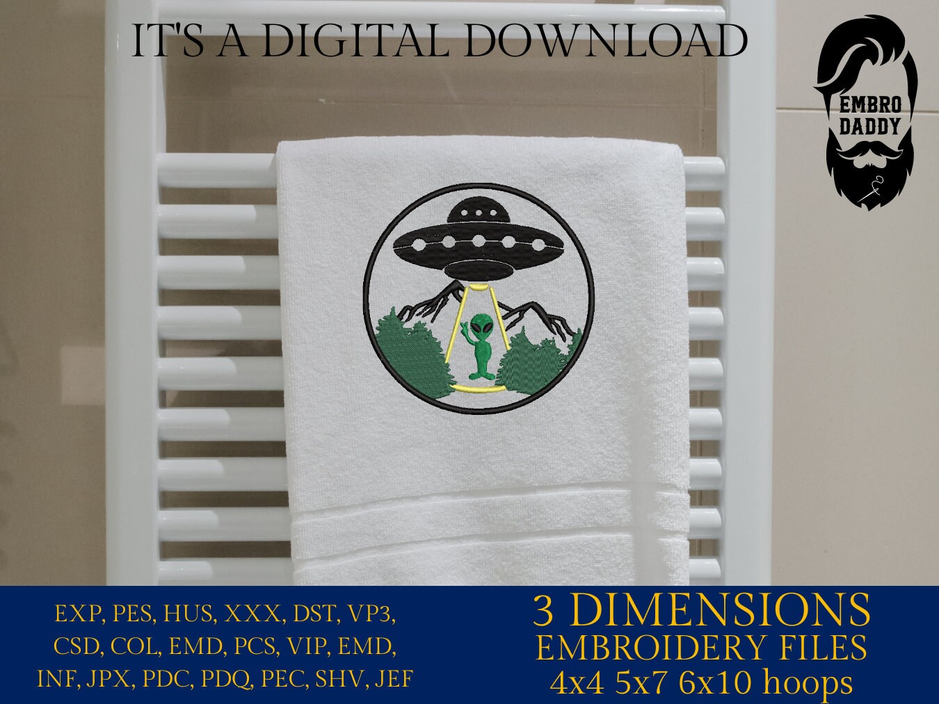 Machine Embroidery files, Alien, UFO, PES, xxx, hus & more