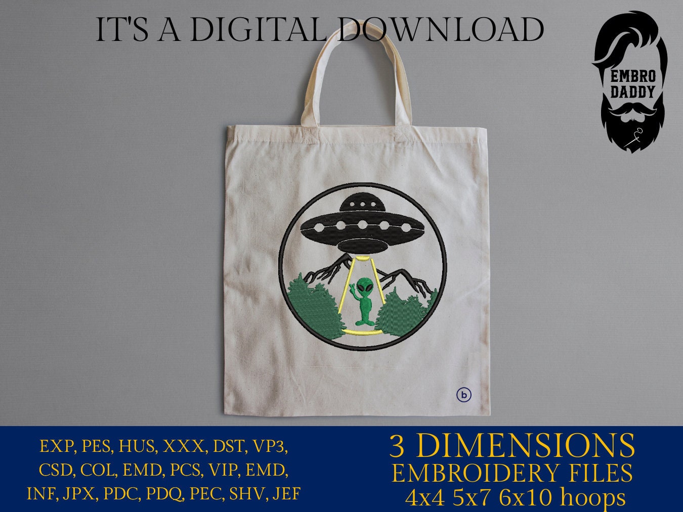 Machine Embroidery files, Alien, UFO, PES, xxx, hus & more