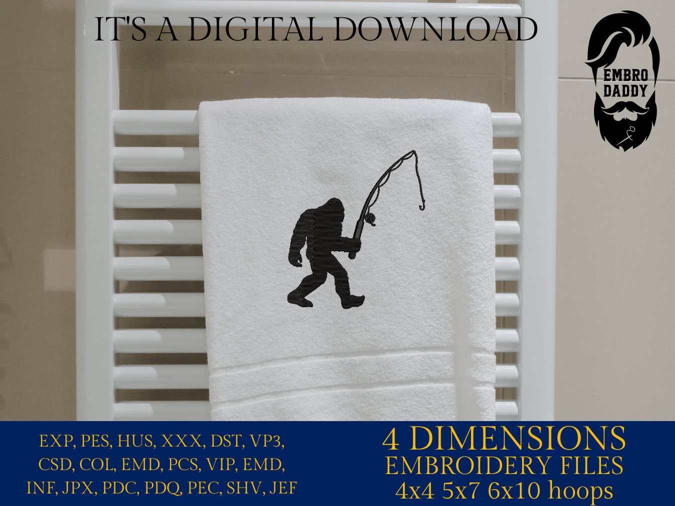 Machine Embroidery files, Bigfoot fisher, Bigfoot pes, Big Foot, Yeti, Sasquatch PES, xxx, hus & more