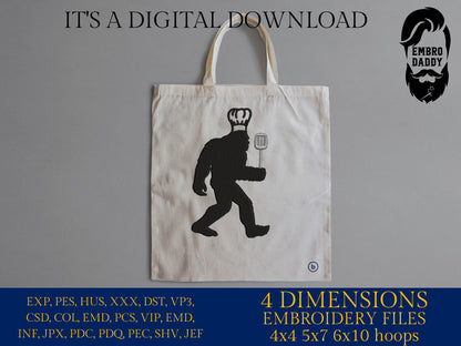 Machine Embroidery files, Bigfoot chef, Bigfoot pes, Big Foot, Yeti, Sasquatch PES, xxx, hus & more