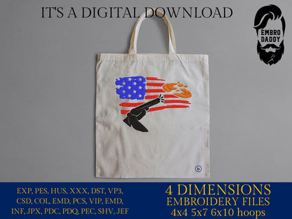 Machine Embroidery files, Usa flag Trap shooting embroidery files, PES, xxx hus & more