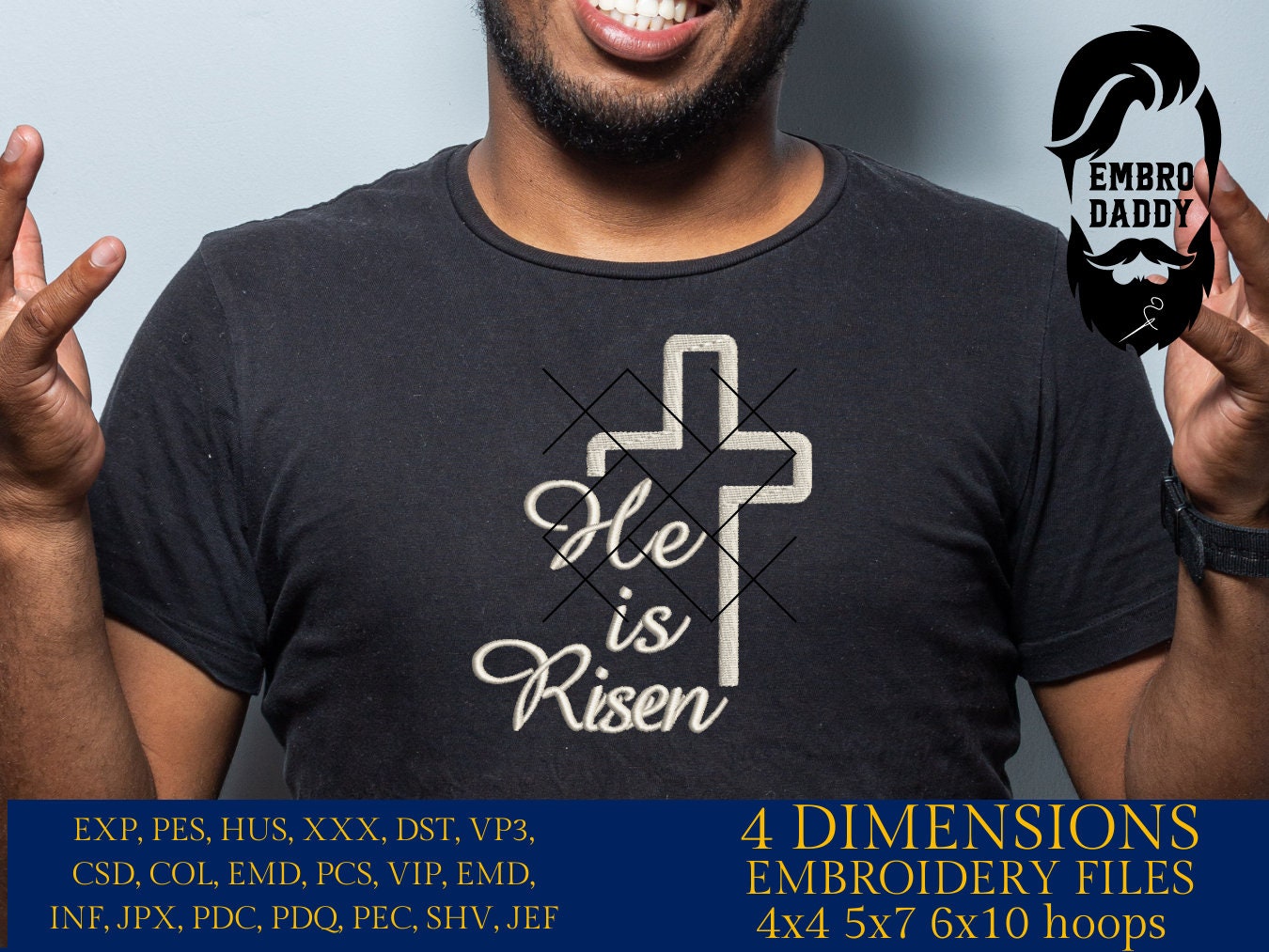 Machine Embroidery files, He is Risen, christian, easter, PES, xxx, hus & more