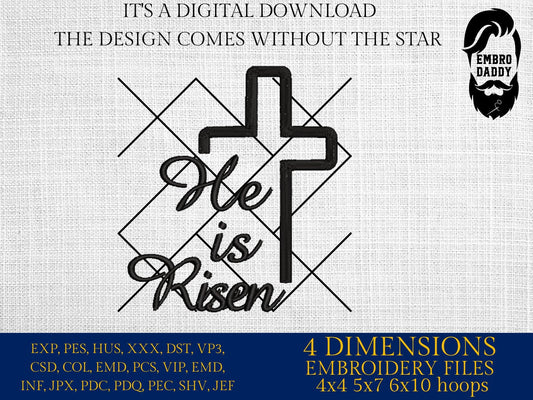 Machine Embroidery files, He is Risen, christian, easter, PES, xxx, hus & more
