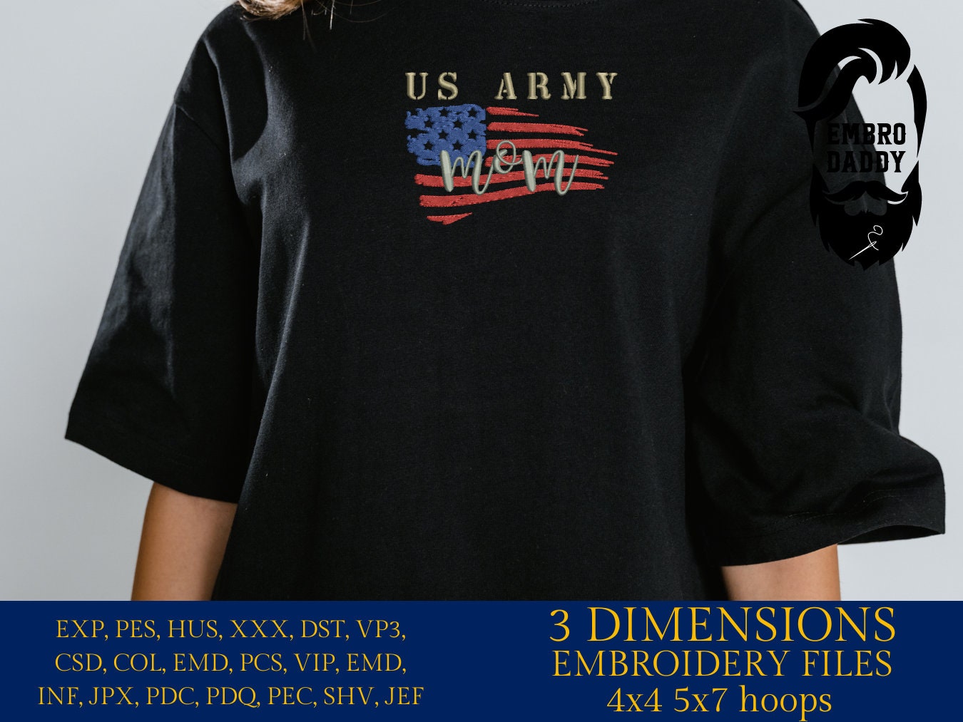 Machine Embroidery files, USA flag US Army mom, PES, xxx, hus & more, embroidery files