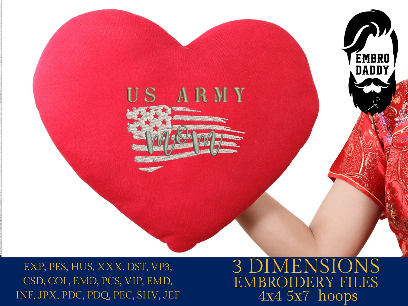 Machine Embroidery files, USA flag US Army mom, PES, xxx, hus & more, embroidery files