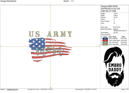 Machine Embroidery files, USA flag US Army mom, PES, xxx, hus & more, embroidery files