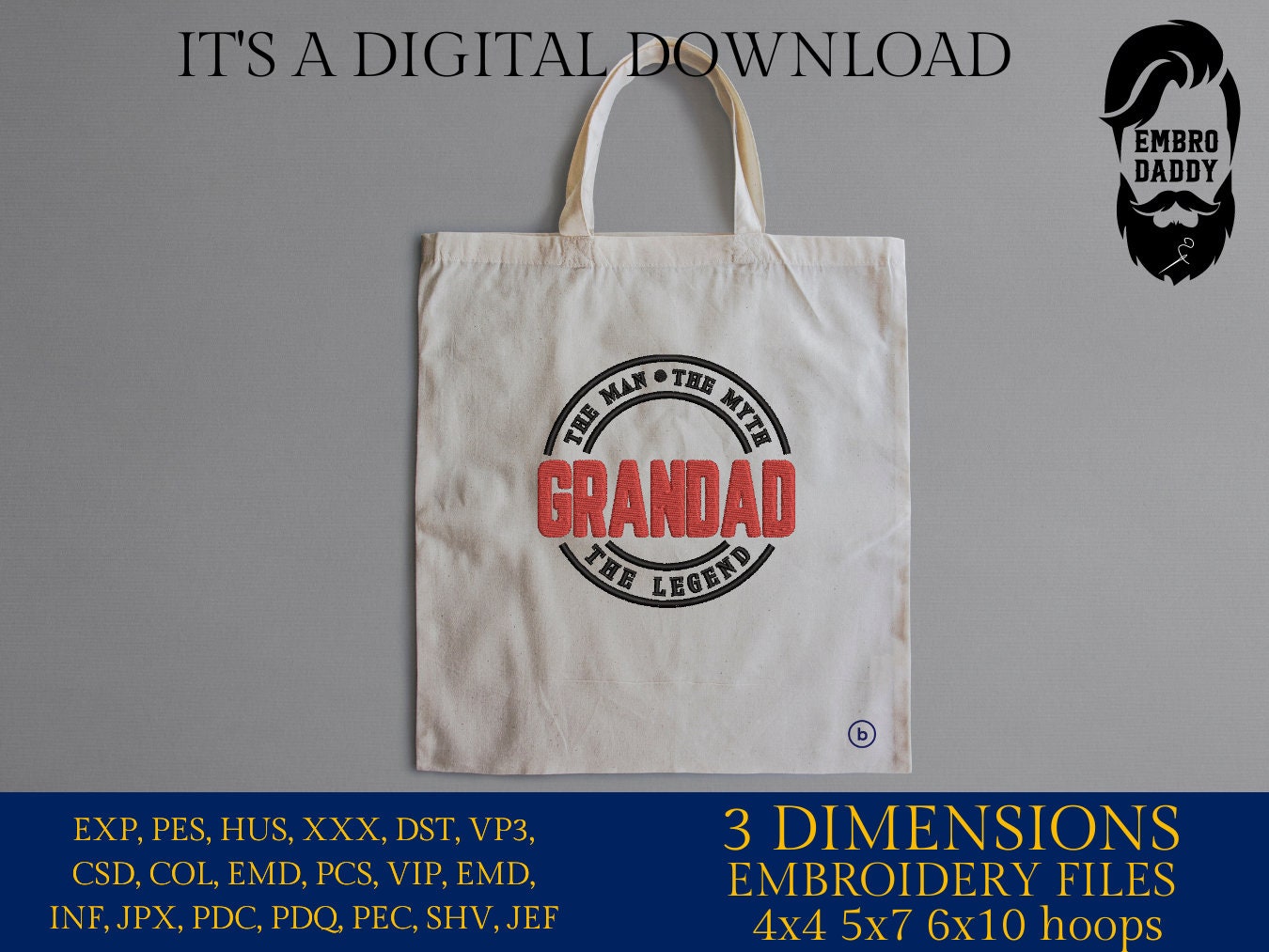 Machine Embroidery files, Grandad man myth legend PES, xxx hus & more