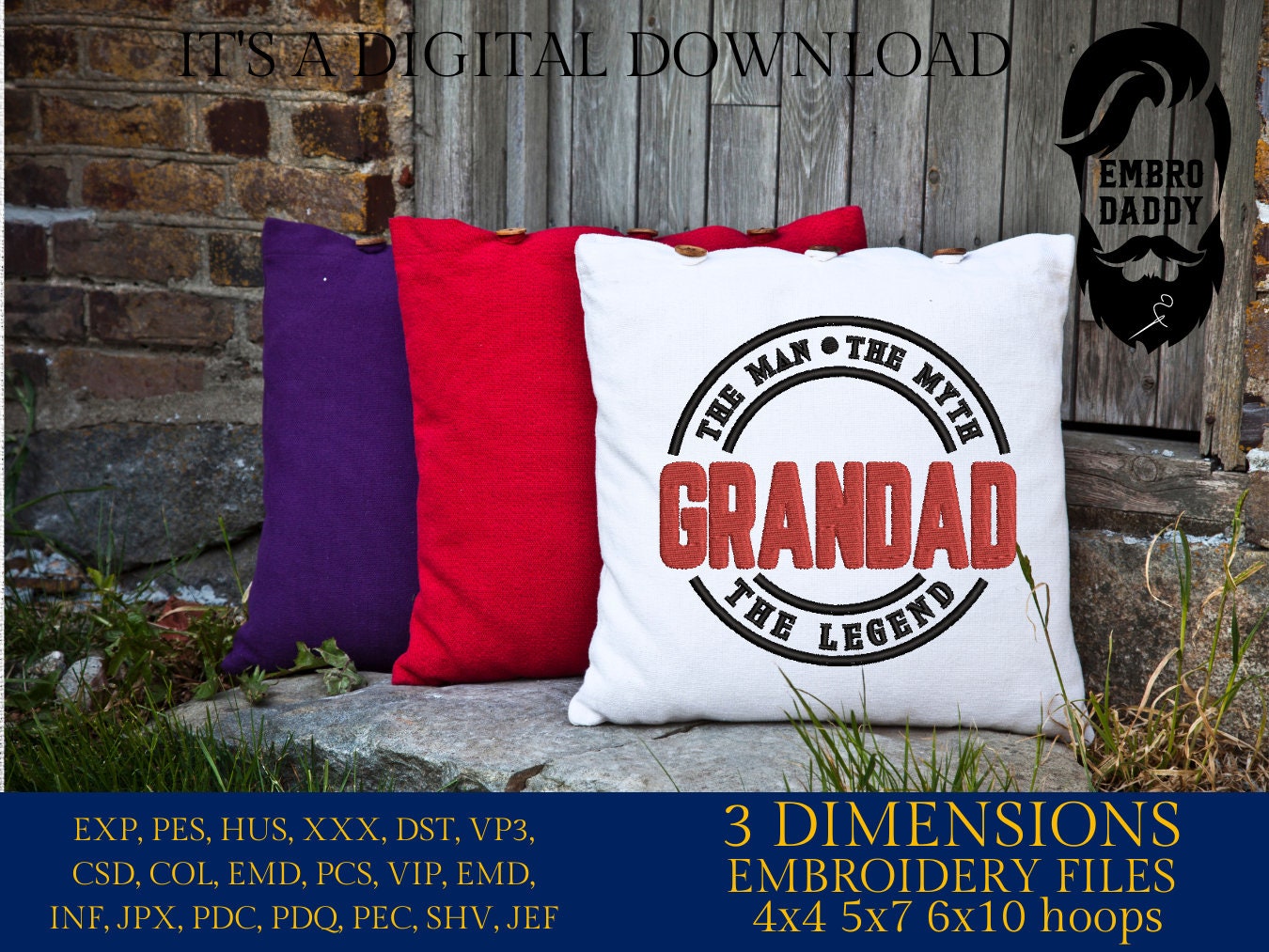 Machine Embroidery files, Grandad man myth legend PES, xxx hus & more