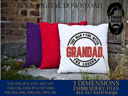 Machine Embroidery files, Grandad man myth legend PES, xxx hus & more